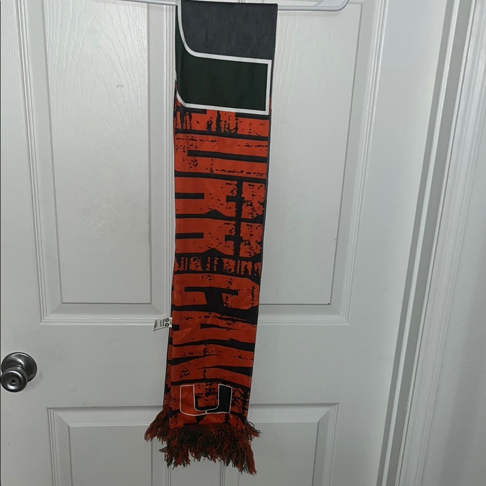 University of Miami Orange and Black Scarf with Logo